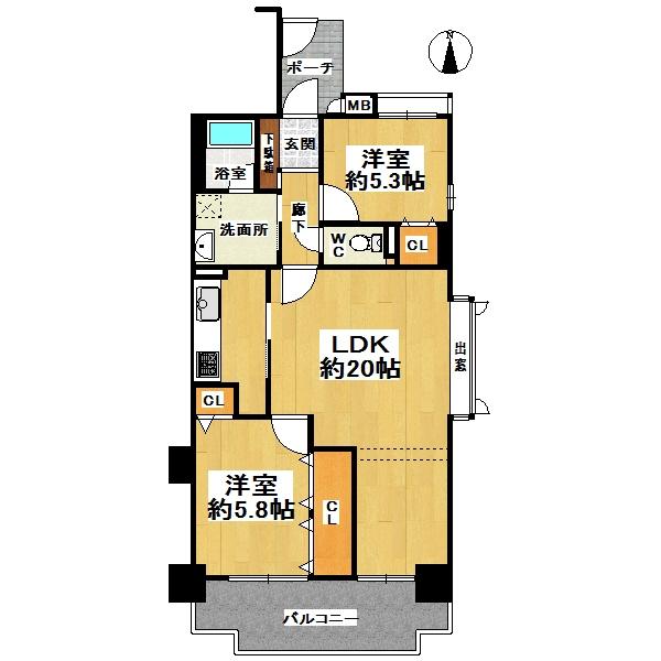 Floor plan. 3LDK, Price 22,800,000 yen, Occupied area 68.48 sq m , Balcony area 10.52 sq m