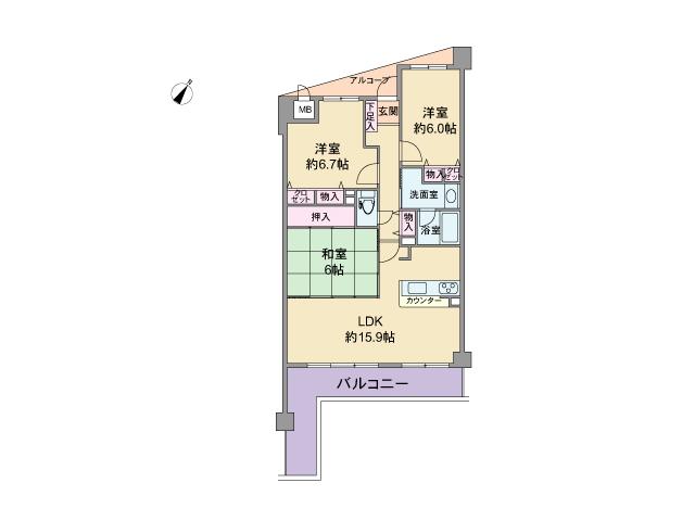 Floor plan. 3LDK, Price 25,800,000 yen, Occupied area 76.31 sq m , Balcony area 13.31 sq m floor plan