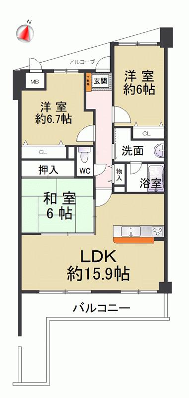 Floor plan. 3LDK, Price 25,800,000 yen, Occupied area 76.31 sq m , Balcony area 13.31 sq m 2013 July in a room renovation completed (all rooms cross Chokawa ・ System kitchen (dishwasher) had made ・ Water heater replacement ・ House cleaning, etc.
