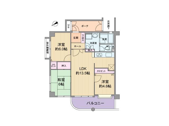 Floor plan. 3LDK, Price 14.8 million yen, Occupied area 65.77 sq m , Balcony area 6.91 sq m floor plan