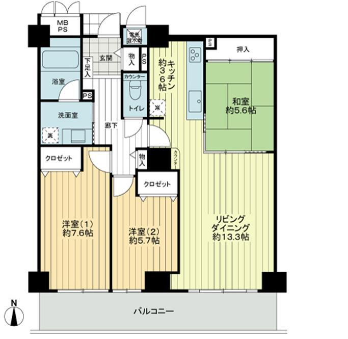 Floor plan. 3LDK, Price 44,300,000 yen, Occupied area 83.71 sq m