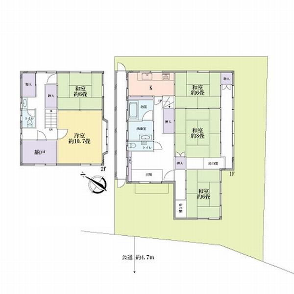 Floor plan. 45 million yen, 5K + S (storeroom), Land area 199.23 sq m , Building area 130.59 sq m