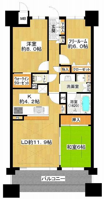 Floor plan. 3LDK, Price 39,700,000 yen, Occupied area 82.47 sq m , Balcony area 13.3 sq m