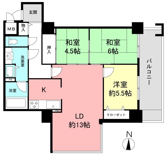 Floor plan. 3LDK, Price 28,900,000 yen, Footprint 79.7 sq m , Balcony area 12.95 sq m Floor