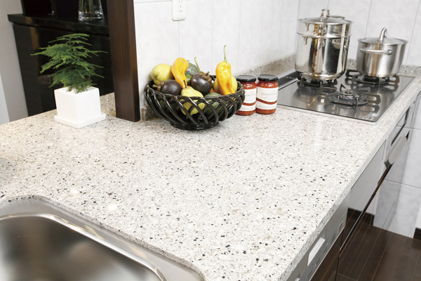 Kitchen.  [Artificial marble work top] The color and excellent texture and deep, It is an artificial marble counter top to enhance the beauty and luxury of an interior (same specifications)