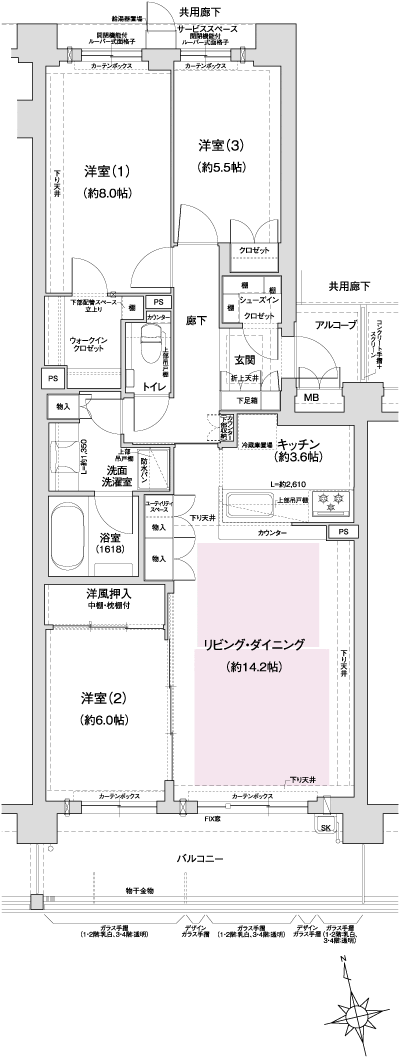 Floor: 3LDK, occupied area: 87.31 sq m, Price: 58,780,000 yen