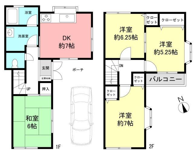 Floor plan. 24 million yen, 4DK, Land area 61.51 sq m , Building area 69.54 sq m Floor