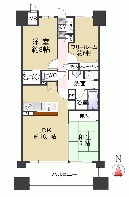 Floor plan. 2LDK + S (storeroom), Price 39,700,000 yen, Occupied area 82.47 sq m , Balcony area 13.3 sq m