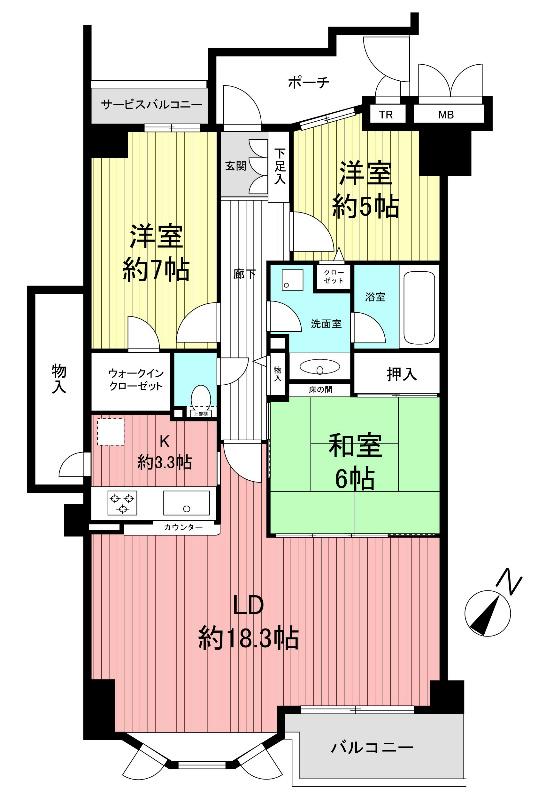 Floor plan. 3LDK, Price 33,800,000 yen, Occupied area 82.04 sq m , Balcony area 5.2 sq m