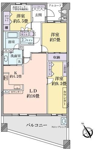 Floor plan. 3LDK, Price 52 million yen, Occupied area 91.65 sq m , There balcony area 20.33 sq m LDK about 20 tatami mats