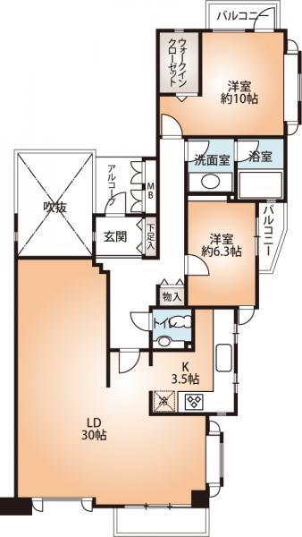 Floor plan. 2LDK, Price 24,800,000 yen, Footprint 116.27 sq m , Balcony area 10.05 sq m floor plan