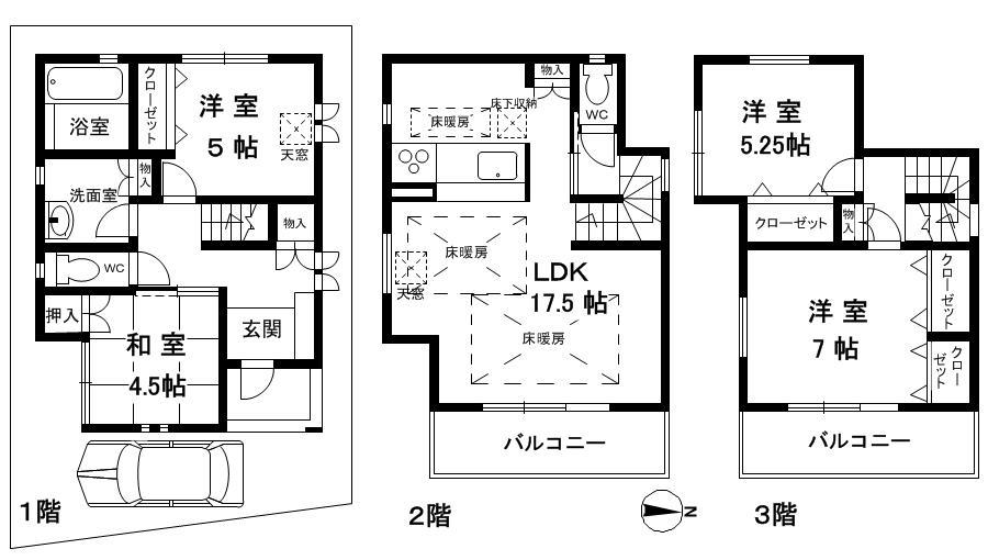 Floor plan. 37.5 million yen, 4LDK, Land area 70.01 sq m , Building area 97.19 sq m
