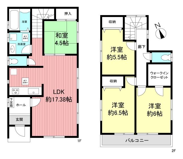 Floor plan. 36,800,000 yen, 4LDK, Land area 117.89 sq m , Building area 97.7 sq m Floor