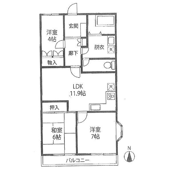 Floor plan. 3LDK, Price 16.8 million yen, Occupied area 57.98 sq m , Balcony area 6 sq m