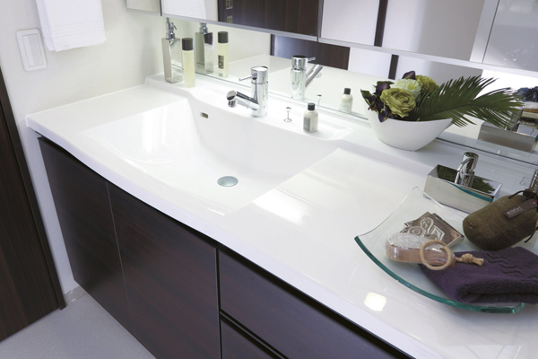 Bathing-wash room.  [Bathroom vanity] Counter and bowl has been integrally molded, It is vanity that the seam is easy to clean without (same specifications)