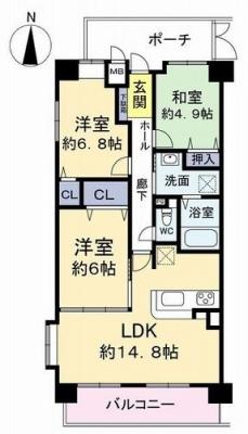 Floor plan. 3LDK, Price 20.8 million yen, Occupied area 71.38 sq m , Balcony area 9.07 sq m