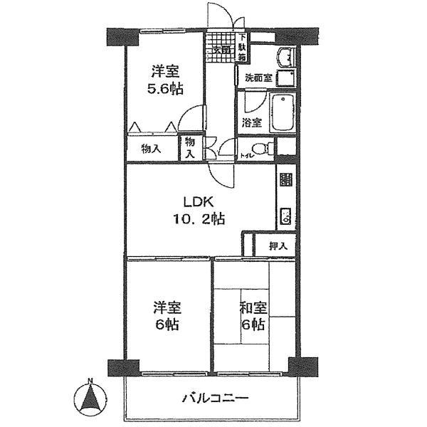 Floor plan. 3LDK, Price 14.8 million yen, Footprint 61.6 sq m , Balcony area 7.84 sq m