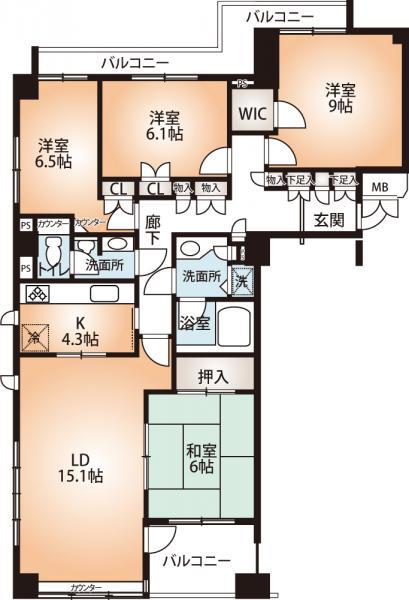 Floor plan. 4LDK, Price 39,800,000 yen, Footprint 110.75 sq m , Balcony area 14.1 sq m floor plan