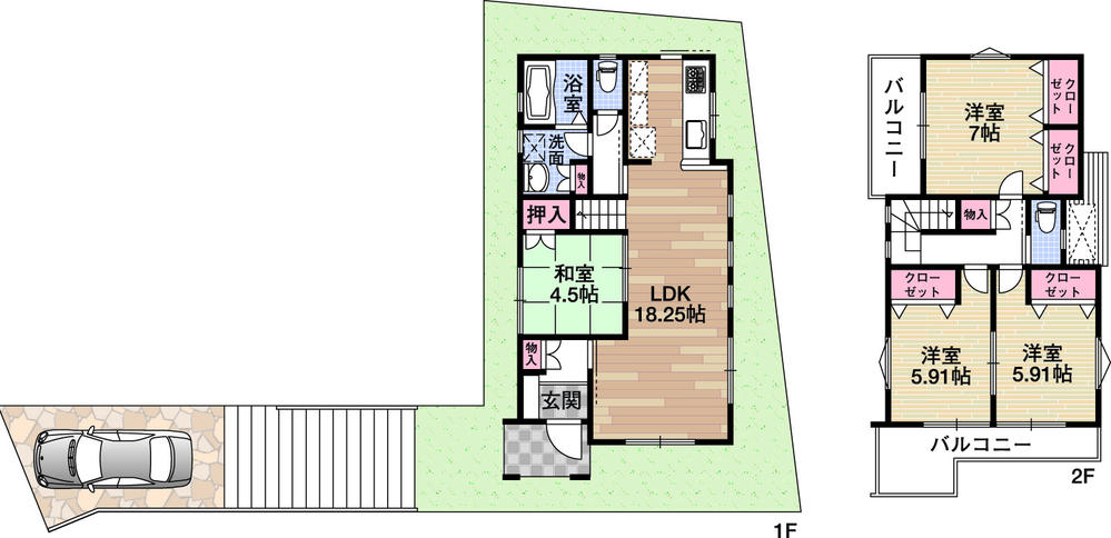 Other building plan example. Building plan example (No. 3 place) building area of ​​about 97.60 sq m