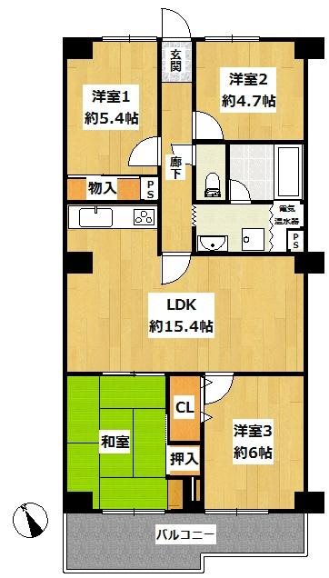 Floor plan. 4LDK, Price 17.8 million yen, Footprint 81.9 sq m , Balcony area 8.23 ​​sq m