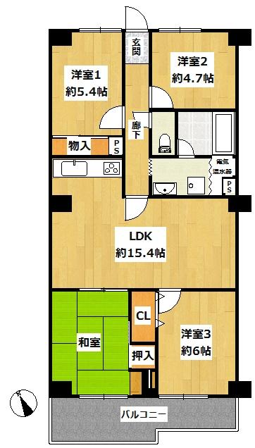 Floor plan. 4LDK, Price 17.8 million yen, Footprint 81.9 sq m , Balcony area 8.23 sq m