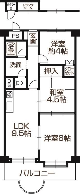 Floor plan. 3LDK, Price 14.8 million yen, Occupied area 60.16 sq m , Balcony area 10.2 sq m