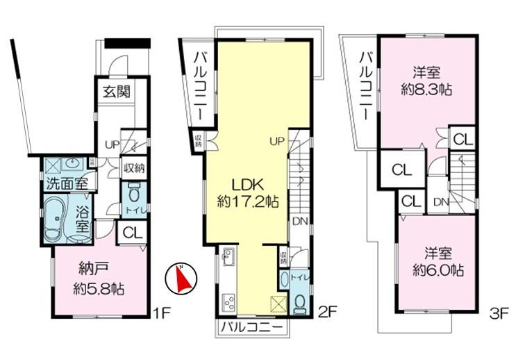 Floor plan. 45,800,000 yen, 2LDK + S (storeroom), Land area 63.95 sq m , Building area 109.99 sq m