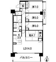 Floor: 4LDK, occupied area: 87.29 sq m, Price: 47,641,000 yen