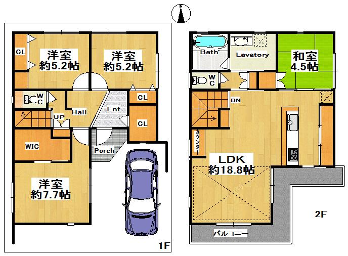 Floor plan. 42,800,000 yen, 4LDK, Land area 90.04 sq m , Building area 99.42 sq m