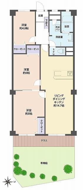 Floor plan. 3LDK, Price 17.8 million yen, Occupied area 76.88 sq m
