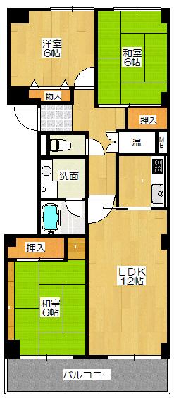 Floor plan. 3LDK, Price 20 million yen, Occupied area 82.18 sq m , Balcony area 8.96 sq m floor plan