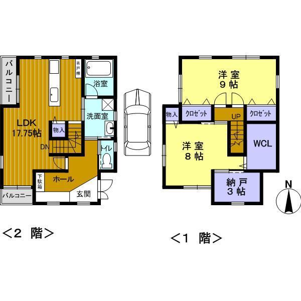 Floor plan. 49,800,000 yen, 2LDK, Land area 133.56 sq m , Building area 97.29 sq m