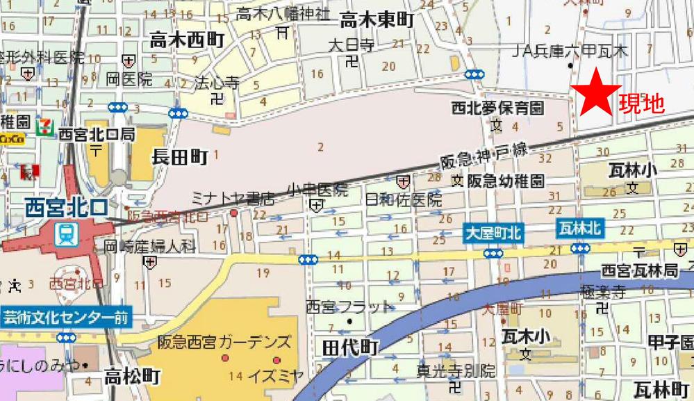 Local guide map. Colors Nishinomiya-Kitaguchi Wide-area guide map
