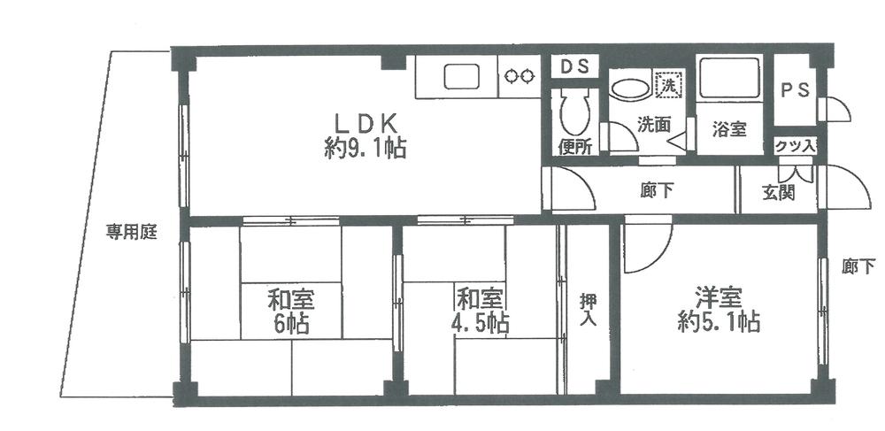 Floor plan. 3LDK, Price 5.3 million yen, Occupied area 57.75 sq m