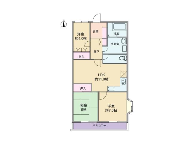 Floor plan. 3LDK, Price 17.7 million yen, Occupied area 57.98 sq m