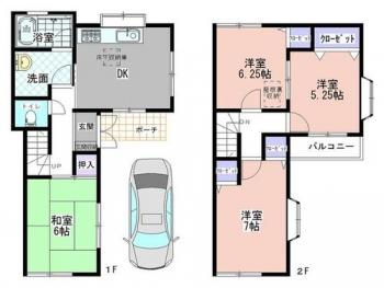 Floor plan. 24 million yen, 4DK, Land area 65.51 sq m , Building area 69.54 sq m