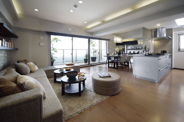 Living.  [living ・ dining] Full of light and airy living room ・ Dining ( ※ A type menu plan model room. Including paid option by some Owner's design adopted. Application deadline Yes)
