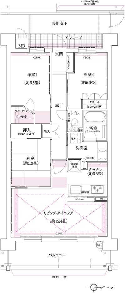 Floor: 3LDK, occupied area: 73.71 sq m, Price: 36,996,000 yen