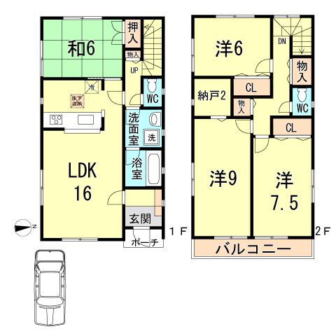 Floor plan. 33,800,000 yen, 4LDK, Land area 115.79 sq m , Building area 106.11 sq m