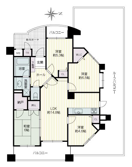 Floor plan. 4LDK, Price 37,200,000 yen, Footprint 80.7 sq m , Balcony area 56.69 sq m