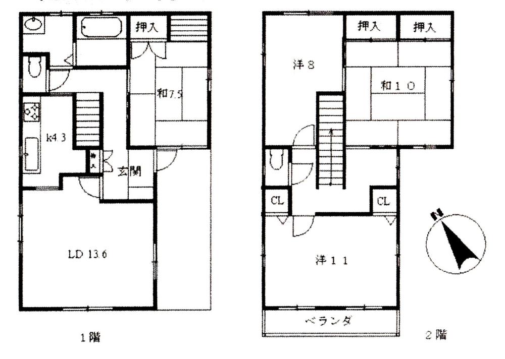 Floor plan. 18,800,000 yen, 4LDK, Land area 193.6 sq m , Building area 125.1 sq m
