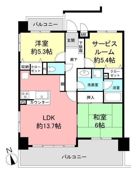 Floor plan. 3LDK+S, Price 24,800,000 yen, Occupied area 67.84 sq m , Balcony area 16.82 sq m Floor