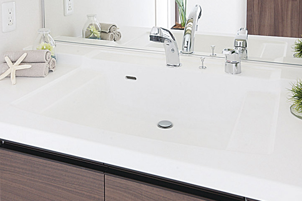 Bathing-wash room.  [Bowl-integrated counter] Bowl-integrated counter seamless is beautifully simple form charm. Excellent durability, It is easy to clean (same specifications)