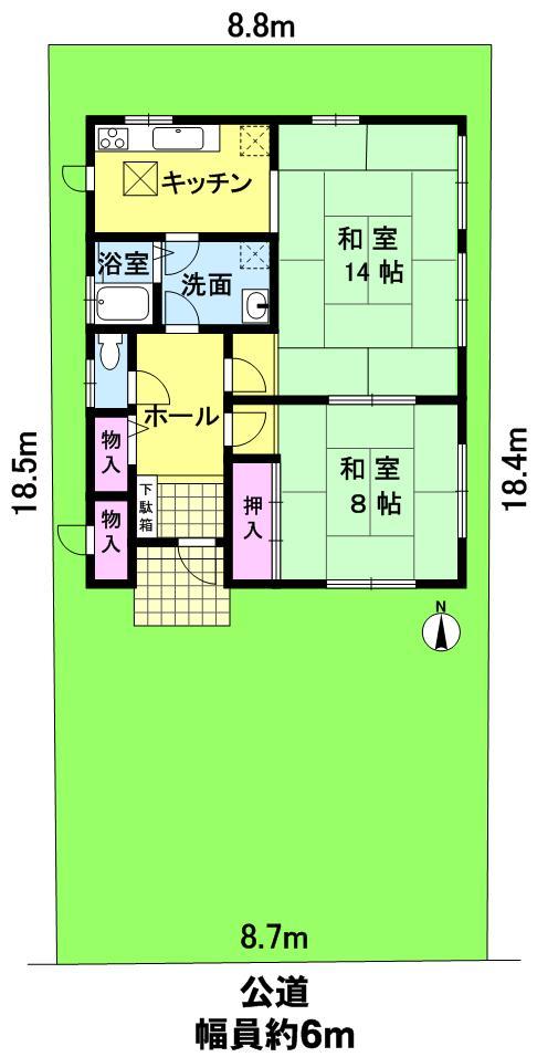 Floor plan. 75 million yen, 1K, Land area 161.81 sq m , Building area 66.32 sq m
