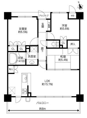 Floor plan. 3LDK, Price 29,800,000 yen, Occupied area 70.88 sq m , Balcony area 14.4 sq m
