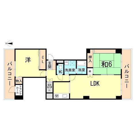 Floor plan. 2LDK, Price 19,800,000 yen, Occupied area 75.18 sq m , Balcony area 18.85 sq m