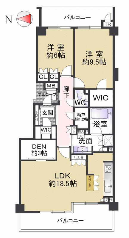 Floor plan. 2LDK + S (storeroom), Price 52,800,000 yen, Footprint 91.5 sq m , Balcony area 19.16 sq m