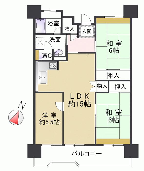 Floor plan. 3LDK, Price 13,980,000 yen, Occupied area 75.68 sq m , Balcony area 11.46 sq m 2013 April full renovated