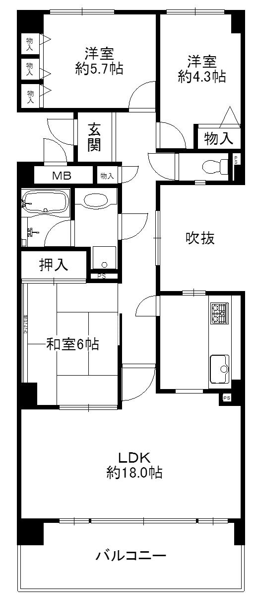 Floor plan. 3LDK, Price 26.5 million yen, Occupied area 82.91 sq m , Balcony area 12.55 sq m