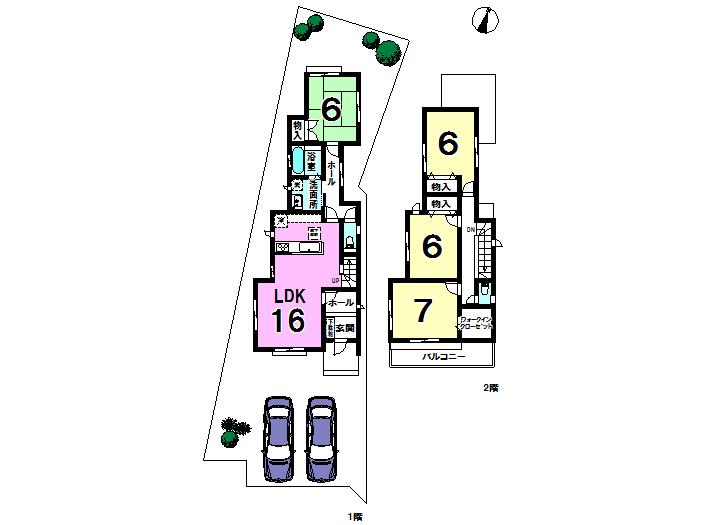 Floor plan. (A No. land), Price 21,800,000 yen, 4LDK, Land area 165.74 sq m , Building area 104.33 sq m